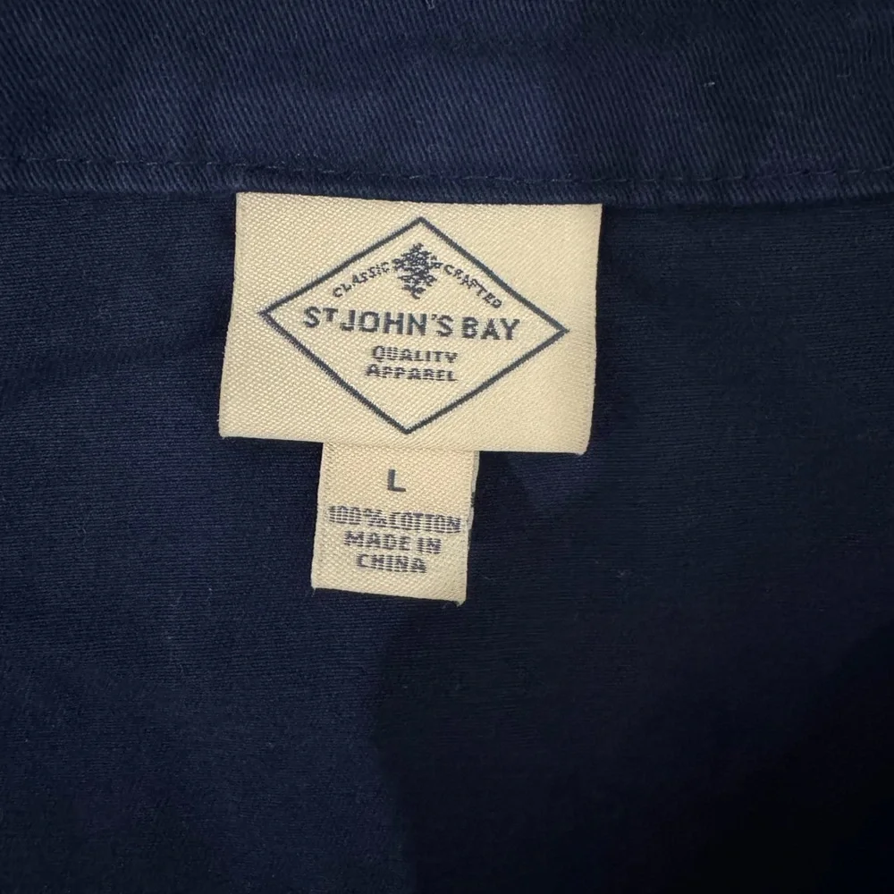 New St. John's Bay Women’s Classic Anorak Blue Jacket 100% Cotton Size Large NWT